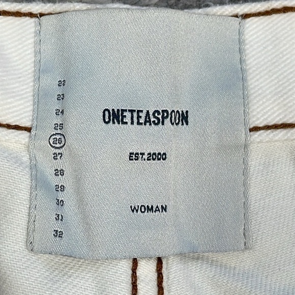 NWT One Teaspoon Stevies Mid Rise Bermuda Denim Shorts Destructed Rips Ivory 26 - Picture 5 of 16